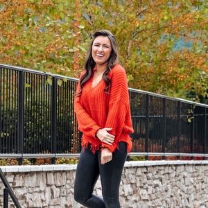 Red Distressed Sweater